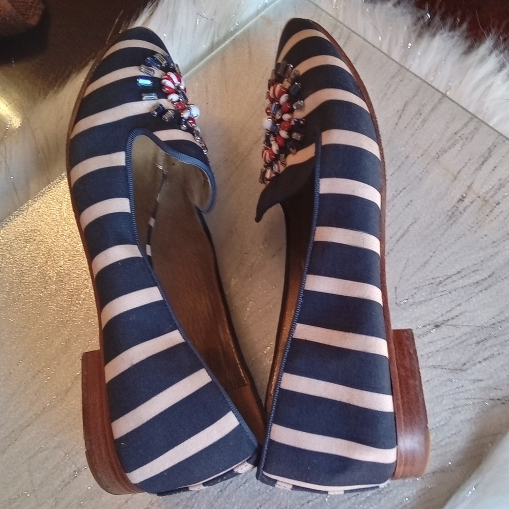 Kate Spade "Tia Firework" Loafers Embellished Canvas Slip-On Shoe Women Size 8.5 - Picture 5 of 16